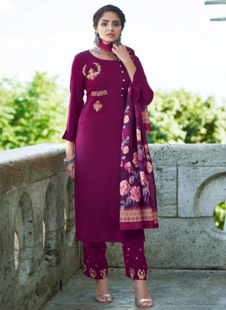 Wine Colour VARDAN SARSHIYA 1 Festive Wear Heavy Designer Rayon Readymade Salwar Suit Collection 19001